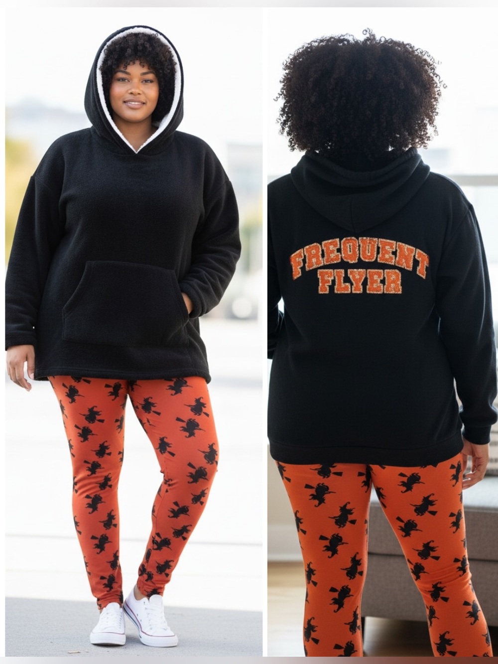 NWT Grumpy & Gorgeous Halloween Frequent Flyer 
Witch Sequin Leggings Set XL